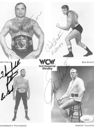 John Tolos, Red Bastine, Thunderbolt Patterson & Johnny Valentine multi-signed 8x10 Photo (w/ JSA)