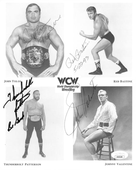 John Tolos, Red Bastine, Thunderbolt Patterson & Johnny Valentine multi-signed 8x10 Photo (w/ JSA)