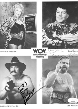 Fabulous Moolah, Bill Dundee, Blackjack Mulligan & Ole Anderson multi-signed 8x10 Photo (w/ JSA)