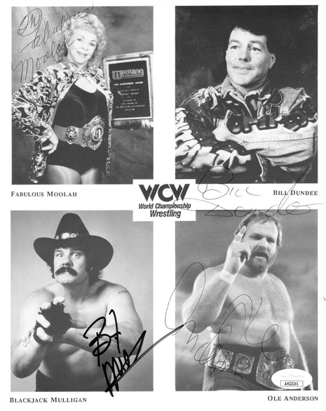 Fabulous Moolah, Bill Dundee, Blackjack Mulligan & Ole Anderson multi-signed 8x10 Photo (w/ JSA)