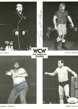 Lou Thesz, Bugsy McGraw & Grizzley Smith triple signed 8x10 Photo (w/ JSA)