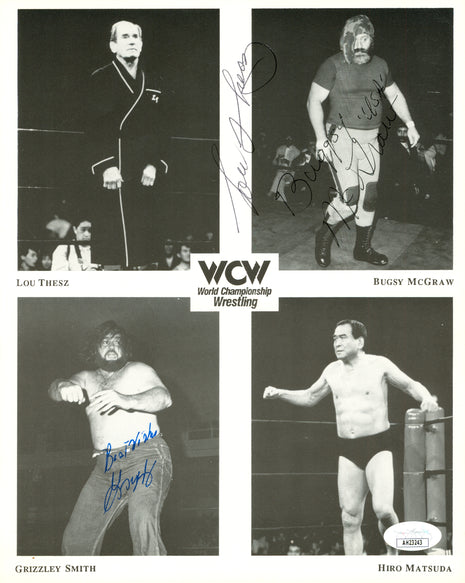 Lou Thesz, Bugsy McGraw & Grizzley Smith triple signed 8x10 Photo (w/ JSA)