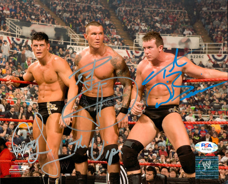 Randy Orton, Ted DiBiase Jr & Cody Rhodes triple signed 8x10 Photo (w/ PSA)