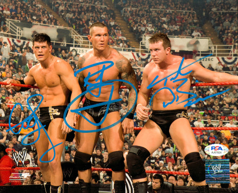 Randy Orton, Ted DiBiase Jr & Cody Rhodes triple signed 8x10 Photo (w/ PSA)