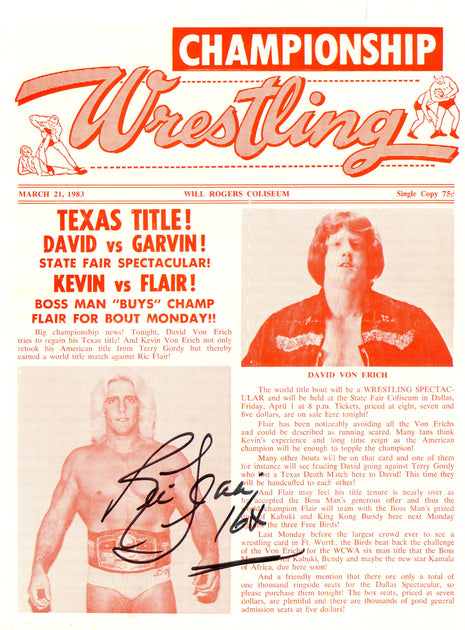 Ric Flair signed Championship Wrestling Program March 23rd 1983 (w/ Beckett)