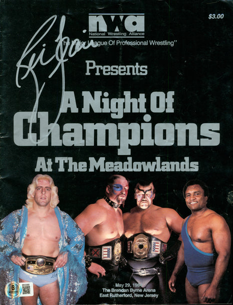 Ric Flair signed NWA Night of Champions at the Meadowlands 1984 Program (w/ Beckett)