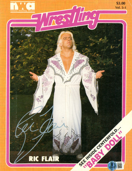 Ric Flair signed NWA Wrestling Program Volume 5 Number 1 (w/ Beckett)