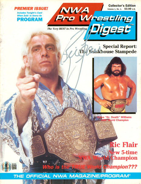 Ric Flair signed NWA Pro Wrestling Digest #1 (w/ Beckett)