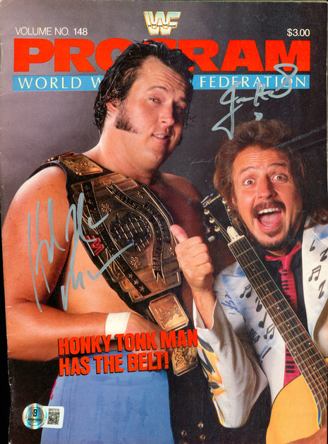 Honky Tonk Man & Jimmy Hart dual signed WWF Event Program Volume 148 (w/ Beckett)