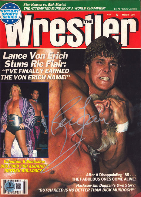 Ric Flair signed The Wrestler Magazine March 1986 (w/ Beckett)