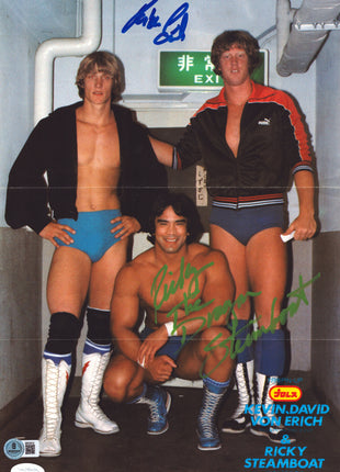 Kevin Von Erich & Ricky Steamboat dual signed Magazine Poster (w/ Beckett & JSA)