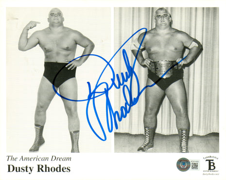 Foto firmada de 8x10 por Dusty Rhodes (con Beckett)
