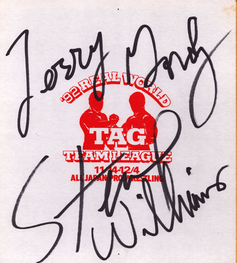 Terry Gordy & Steve Williams dual signed Japanese Shikishi Board