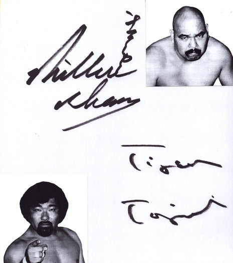 Killer Kahn & Tiger Chung Lee dual signed Japanese Shikishi Board