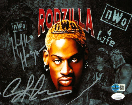 Foto de 8x10 firmada por Hulk Hogan y Dennis Rodman (con Beckett y JSA)