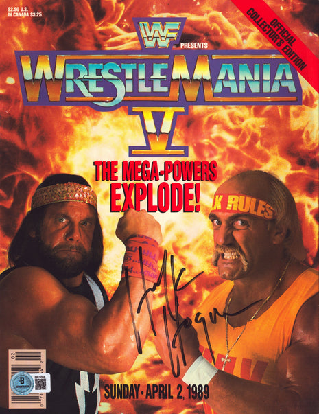 Hulk Hogan firmó el programa del evento de WrestleMania 5 (con Beckett)