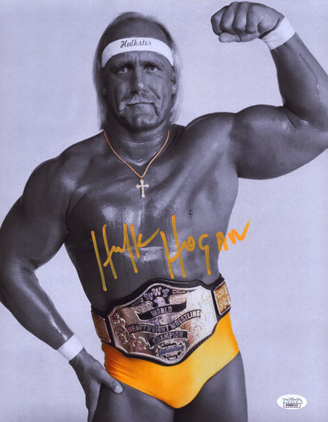 Foto metálica firmada por Hulk Hogan de 11 x 14 pulgadas (con JSA)