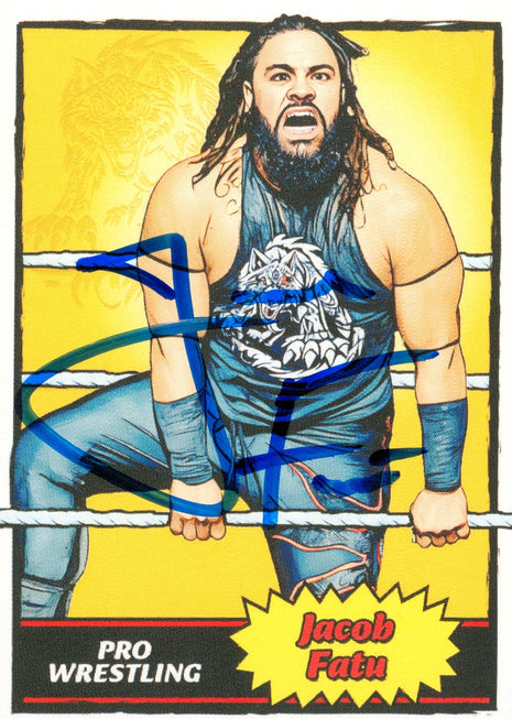 Jacob Fatu signed Custom Trading Card