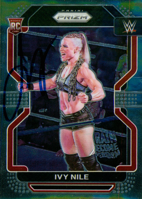 Ivy Nile signed 2022 Panini Prizm WWE Trading Card