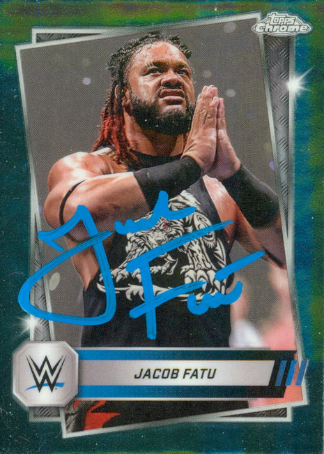 Jacob Fatu signed 2025 Topps Chrome WWE Trading Card