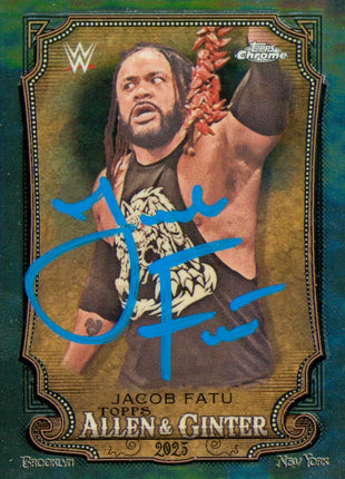 Jacob Fatu signed 2025 Topps Allen & Ginter Chrome WWE Trading Card