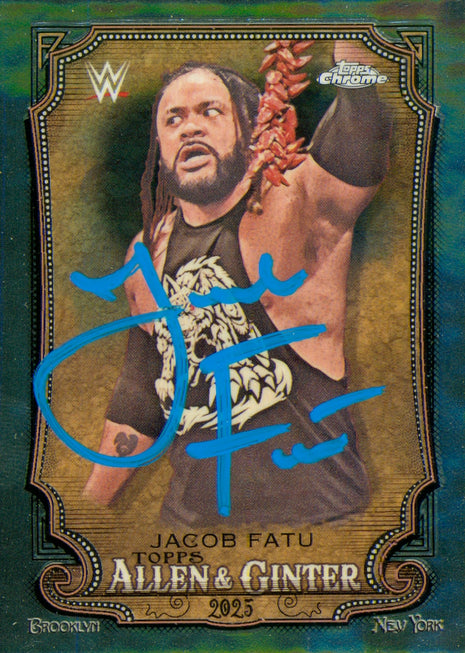 Jacob Fatu signed 2025 Topps Allen & Ginter Chrome WWE Trading Card