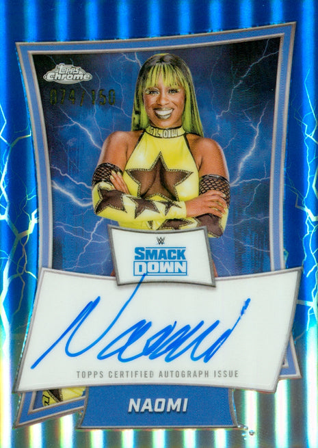 Naomi signed 2025 Topps Chrome WWE Trading Card #074/150