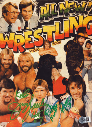 Jerry Lawler,Ricky Morton & Robert Gibson Multi-signed Wrestling Photo Book (w/ Beckett)