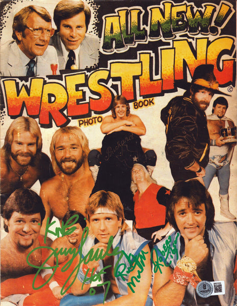 Jerry Lawler,Ricky Morton & Robert Gibson Multi-signed Wrestling Photo Book (w/ Beckett)