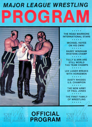 Hawk & Animal dual signed Major League Wrestling Program