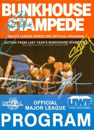 Ric Flair, Dusty Rhodes, Sting & Tully Blanchard multi-signed Bunkhouse Stampede Program