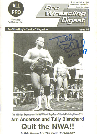 Tully Blanchard signed Pro Wrestling Digest Magazine Issue #4