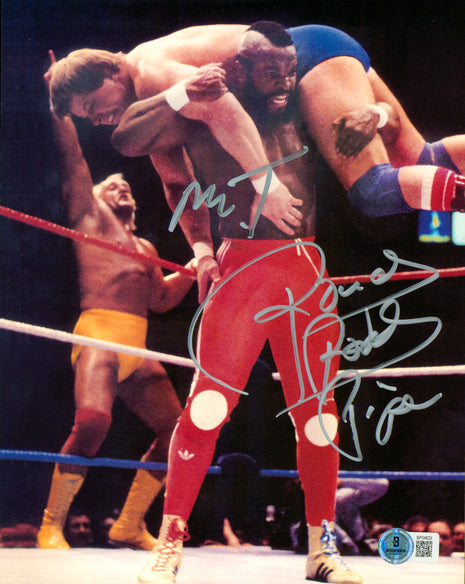 Mr. T & Rowdy Roddy Piper dual signed 8x10 Photo (w/ Beckett)