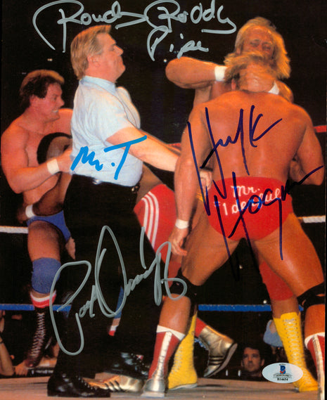 Mr. T, Roddy Piper, Hulk Hogan & Paul Orndorff multi-signed 8x10 Photo (w/ Beckett)