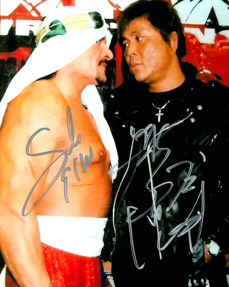 Atsushi Onita & Sabu dual signed 8x10 Photo