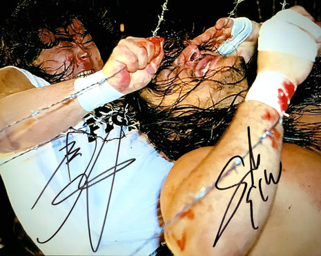 Atsushi Onita & Sabu dual signed 8x10 Photo