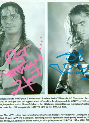 Shawn Michaels & Bret Hart dual signed 8x10 Photo (w/ Beckett)