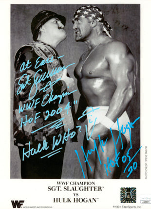 Hulk Hogan & Sgt Slaughter dual signed 8x10 Photo (w/ JSA & Beach Shop)