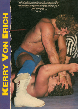 Kerry Von Erich signed Magazine Page
