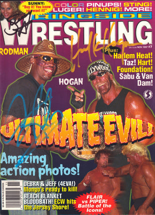 Hulk Hogan, Dennis Rodman & Sunny triple signed Ringside Wrestling Magazine November 1997