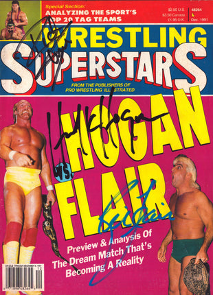 Hulk Hogan, Sting & Rick Steiner triple signed Wrestling Superstars Magazine December 1991