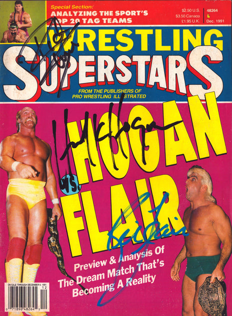 Hulk Hogan, Sting & Rick Steiner triple signed Wrestling Superstars Magazine December 1991