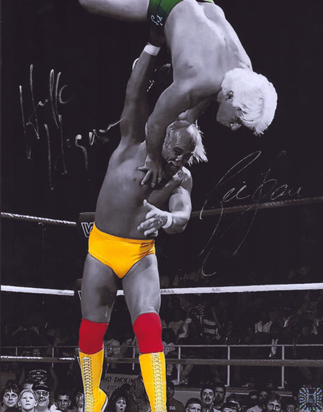Hulk Hogan & Ric Flair dual signed Metallic 11x14 Photo (w/ Beach Shop COA)