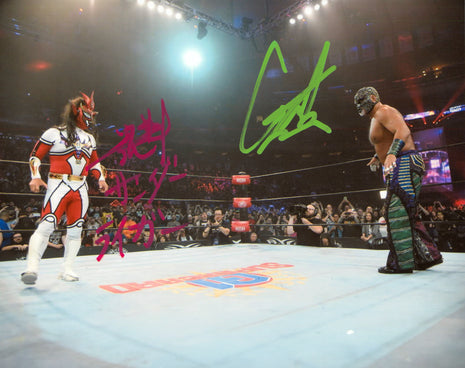 Great Muta & Jushin Liger dual signed 8x10 Photo