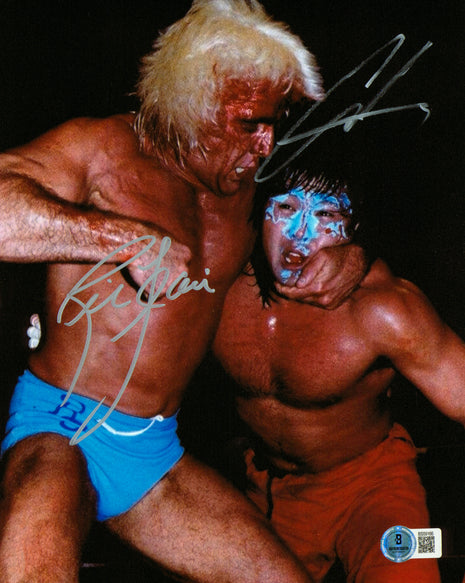 Ric Flair & Great Muta dual signed 8x10 Photo (w/ Beckett)