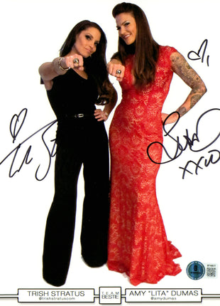 Trish Stratus & Lita dual signed 8x10 Photo (w/ Beckett)