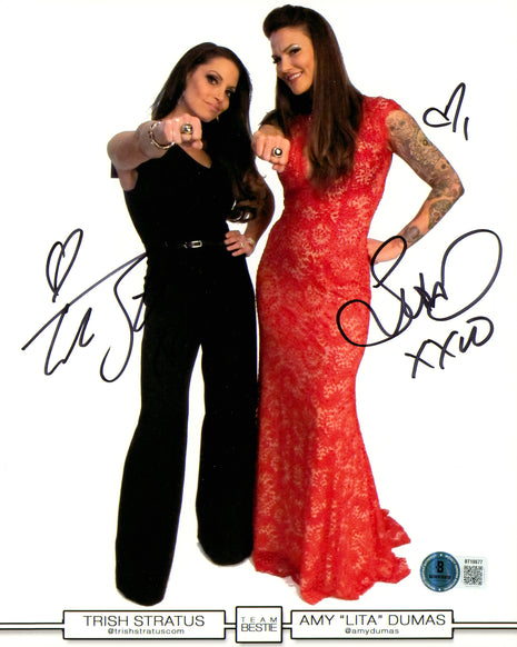 Trish Stratus & Lita dual signed 8x10 Photo (w/ Beckett)