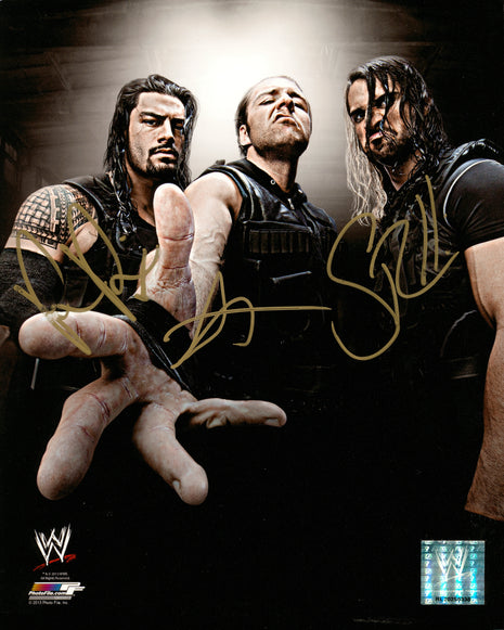 Seth Rollins, Dean Ambrose & Roman Reigns triple signed 8x10 Photo