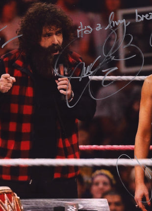 Sasha Banks, Mick Foley & Charlotte triple signed 11x14 Photo