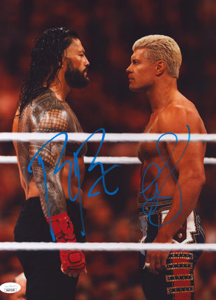Roman Reigns & Cody Rhodes dual signed Metallic 11x14 Photo (w/ JSA)